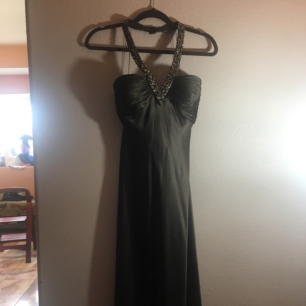 Satiny Silk Beaded V-Neck